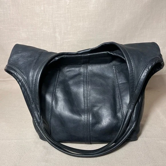 ROUGH & TUMBLE women’s envelope tote tumbled black leather hobo Large shopper - Picture 8 of 10